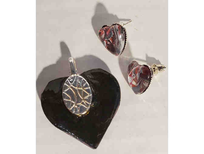 Draping Heart Pendant and Earrings