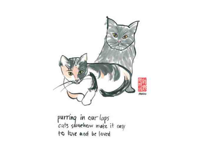Makino Studios 'Purring in our laps'  matted print with 2019 Makino Calendar