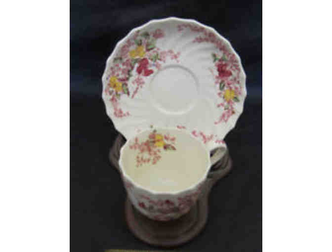 Spode of Copeland, England Fairy Dell footed cup & saucer sets (6)