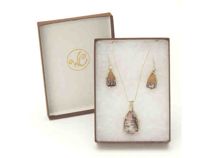 Picture Fern Jasper Necklace and Earring Set