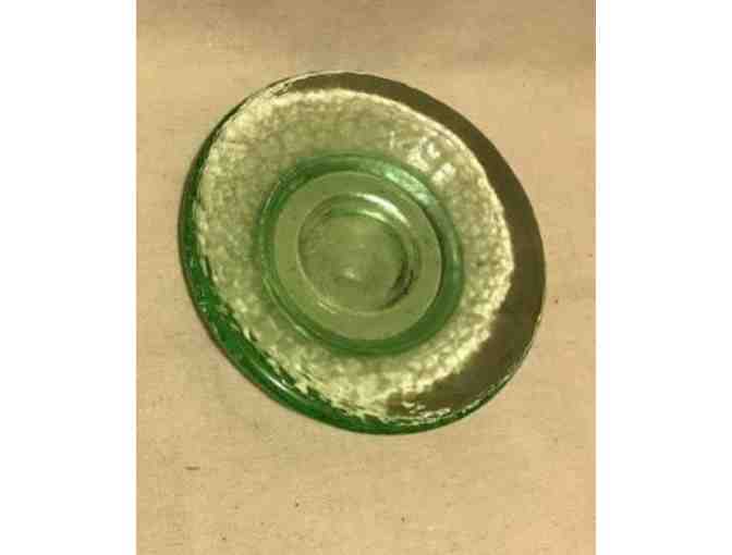 Fire and Light Green Smooth Pillar Candle Holder