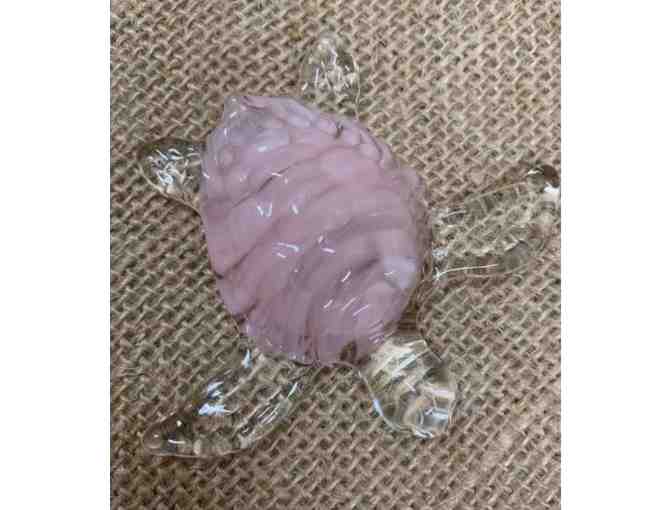 Light Up the Night Pink Hope Glass Turtle