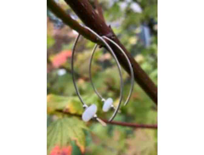 Amazonite Power Earrings with Single Silver Bead #1