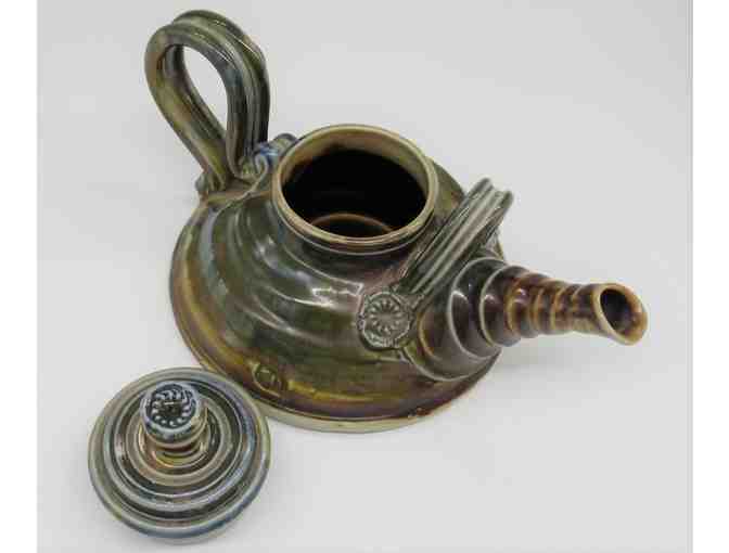 Pottery Tea Pot, Green and Blue Ceramic Pot