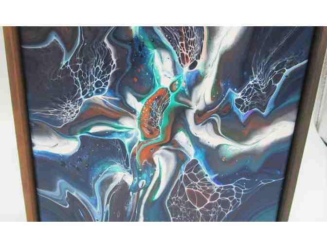 Redwood Framed Acrylic Pour Painting