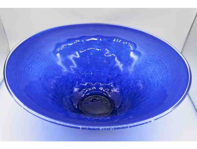 Gorgeous Large Blue Art Glass Bowl