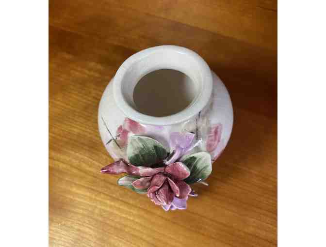 Small Vase with 3D Roses Capodimonte Inspired Vintage