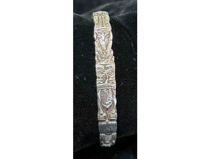 Cuff Bracelet with Totem Pole Design Sterling Silver American Indian