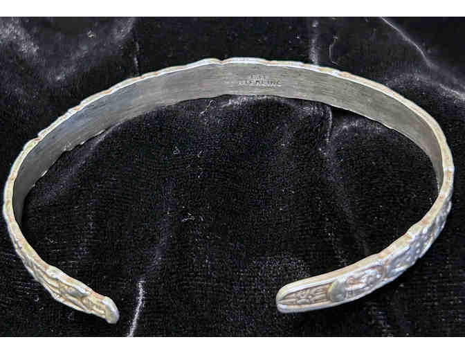 Cuff Bracelet with Totem Pole Design Sterling Silver American Indian