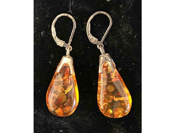 Large Amber Drop Earrings for Pierced Ears