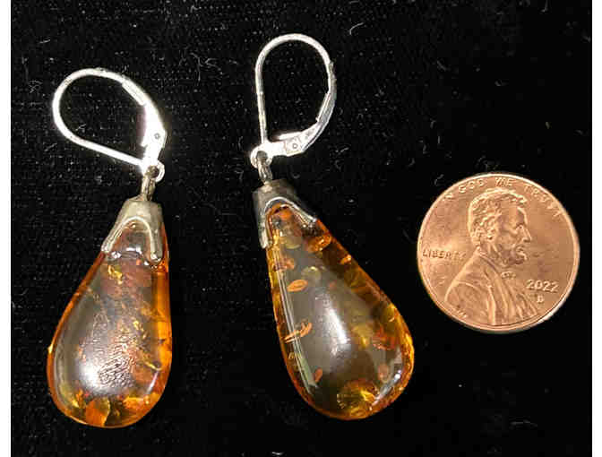 Large Amber Drop Earrings for Pierced Ears