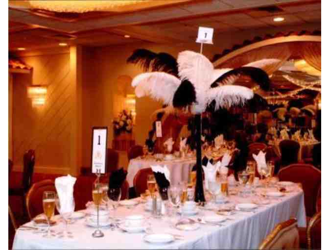 10 PCS 24' Black Glass Eiffel Tower Vases with over 100 Black and White Ostrich Feathers