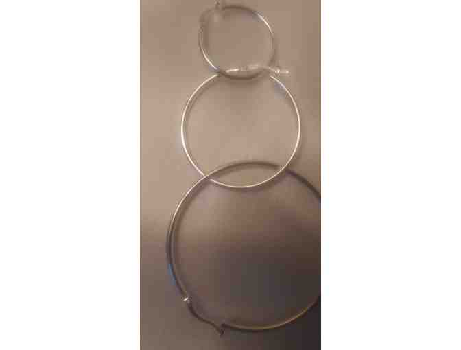 Sterling Set of Three Round Polished Hoop Earrings