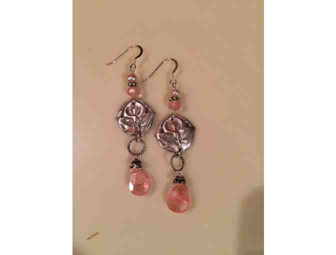 Handwoven Silk Scarf and One-of-a-kind Fine Silver Gemstone Earrings