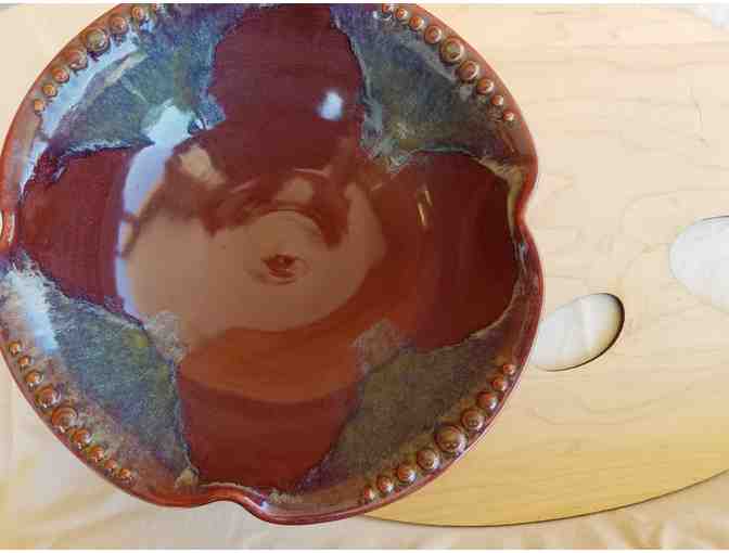 Vermont Pottery Works- Textured Maroon and Blue Bowl