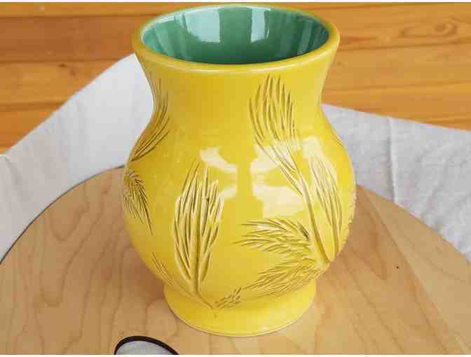 Vermont Pottery Works- Yellow Carved Vase