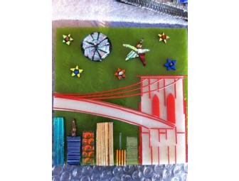 Custom Commissioned 'Brooklyn Bridge' art glass #1 by Carol Schumacher