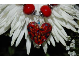 Murano glass red necklace with Swarovski crystal accents