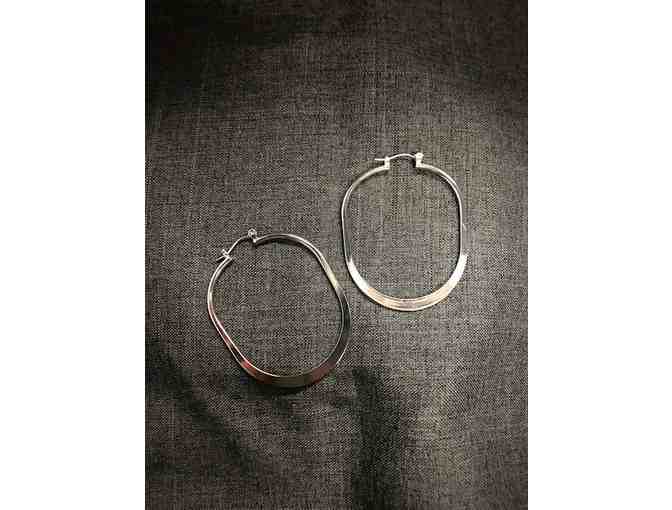 Silver Oblong Hoop Earrings by Mia+Tess