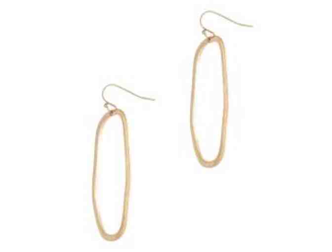 Gold Oblong Hoop Earrings by Mia+Tess - Photo 2