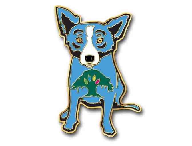 Blue Dog Lapel Pin, Foundation Logo + signed Wendy Rodrigue Book