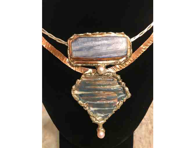 Juneau creation - Mixed Metals, Pearl and Kyanite Necklace