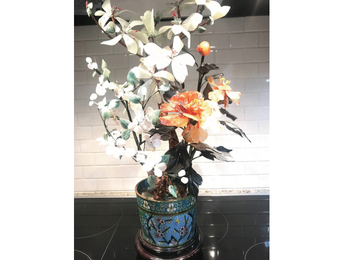 Chinese Gem Tree in Cloisonne Pot