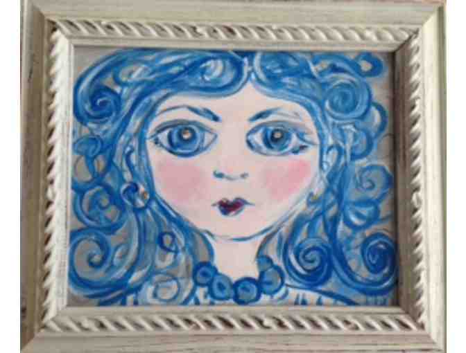 Rose  - 8''X10'' Acrylic on Canvas in a carved wood frame