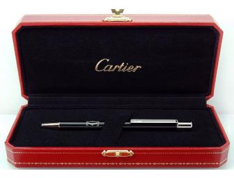 Cartier Lines and Logo Ballpoint Pen in Black Lacquer