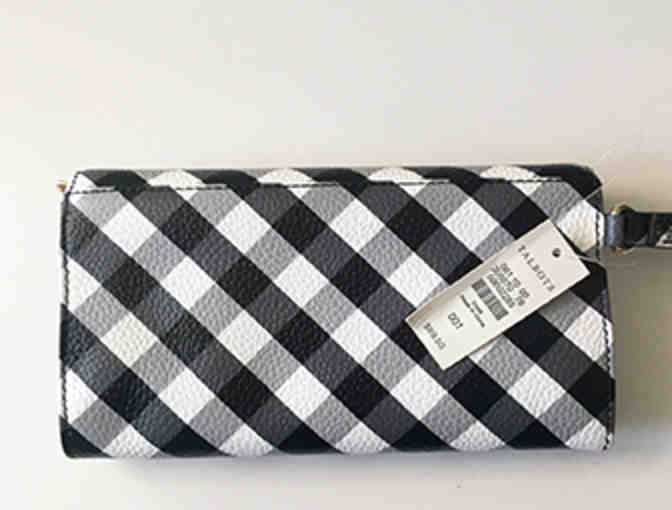 Talbot's Gingham Black and White Leather Wristlet