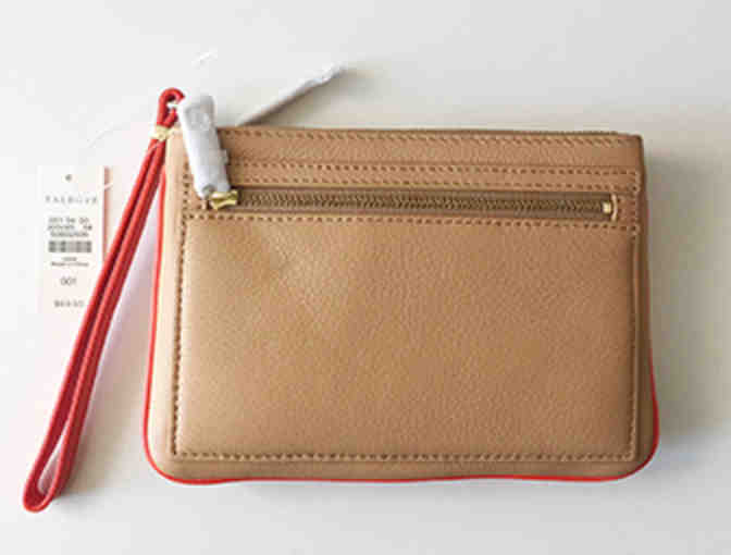 Talbot's Natural Leather Wristlet with Orange Accent