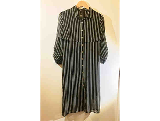 Chico's Striped Midi Shirt Dress