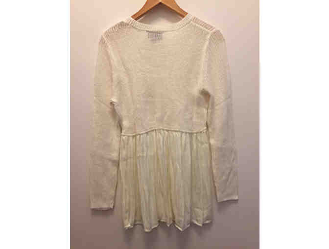 Knit Sweater with Flounce - Size L, Cream