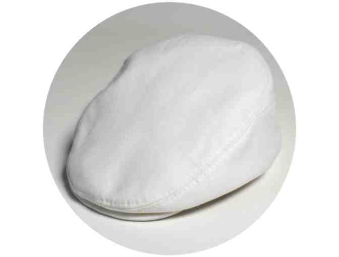 Handmade White Flap Cap from Junior Baby Hatter