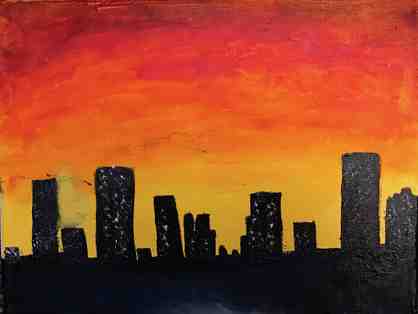 "Sunset over City" Acrylic on Canvas by Beacon Student Artist