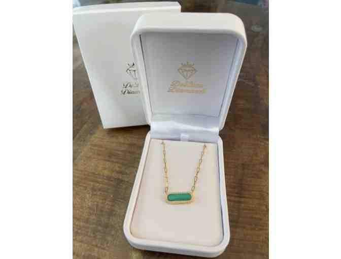 16" Gold-Plated Silver Necklace with Malachite Pendant - Photo 1