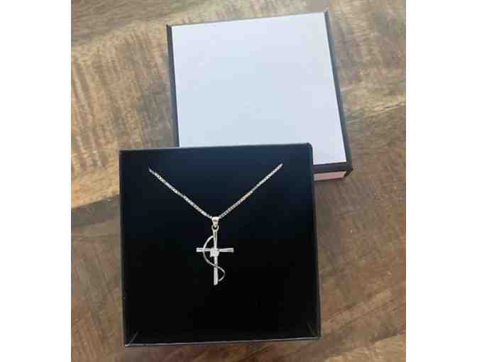 16" Sterling Silver Box Chain with Sterling Silver Cross - Photo 1