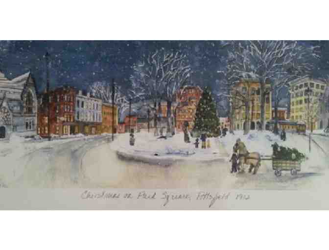 Framed Reproduction of 'Christmas on Park Square 1912' by Marguerite Bride