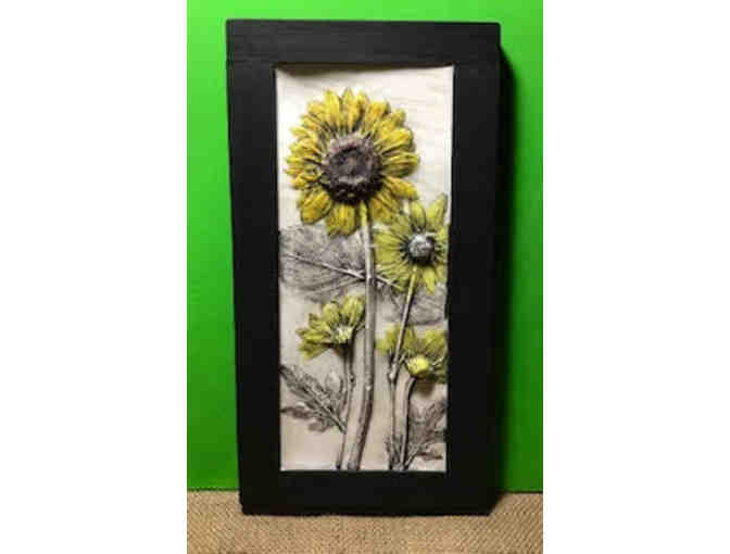 Framed Sunflower Plaque by Krissy Romano Botanical Artwork
