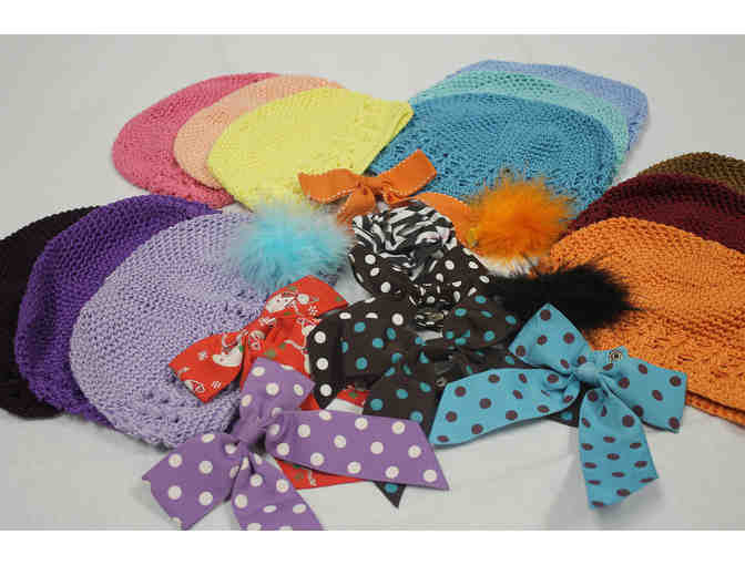 Clover Cottage crochet hats, hairclips and bows