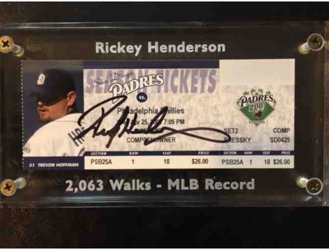 Autographed Game Ticket by Hall of Fame Inductee Rickey Henderson