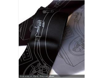 Turntable Tonearm Necktie - Narrow Width Dove Gray on Charcoal