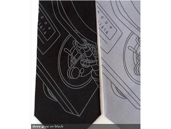 Turntable Tonearm Necktie - Standard Width Dove Gray on Black