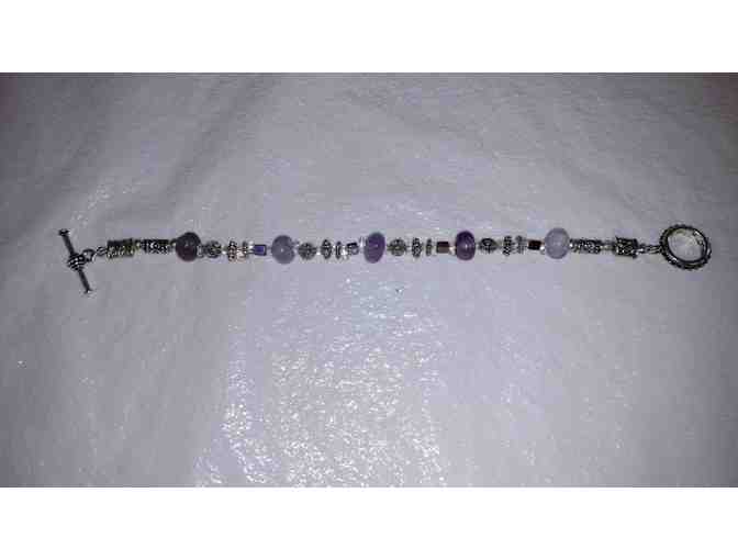 Purple & Silver Beaded Bracelet 8 1/2'