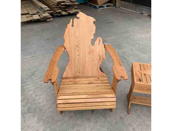 Handcrafted Wood Michigan Adirondack Chairs and Center Table
