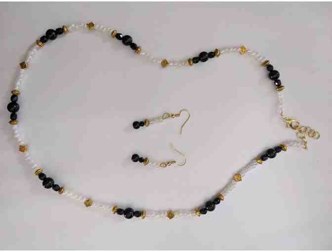 Black Bead Necklace and Earrings - Photo 1