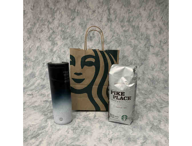 Starbucks Pike Place Coffee & Dark Blue Fade Travel Mug