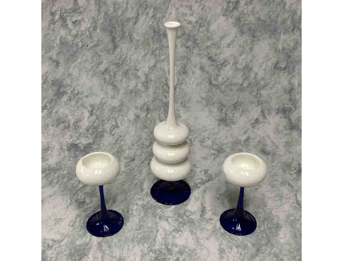 Handblown Glass 3 Piece Candle Holder Set