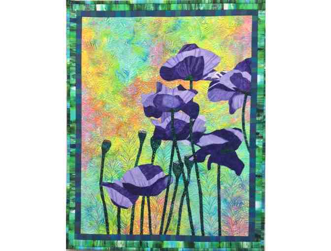 Purple Poppies II Original Art Quilt by Lenore Crawford