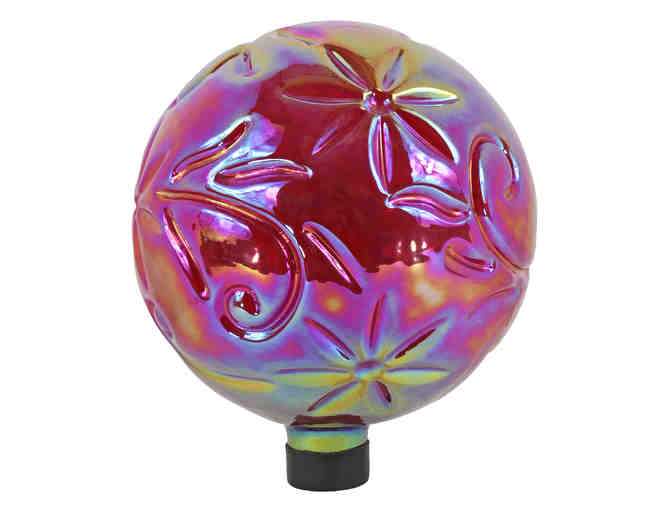 Red Flower Glass Gazing Globe With Stand